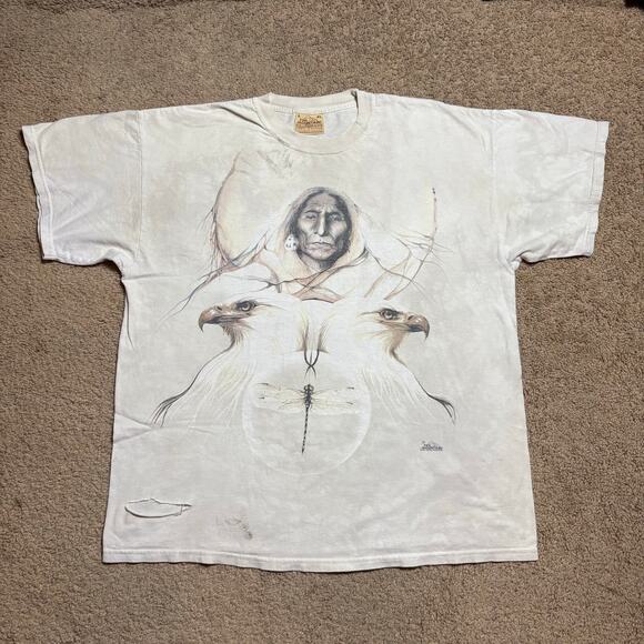 Vintage 90s The Mountain Eagle Indian Nature 2001 Art VTG Shirt Mens Size XL - Picture 1 of 6